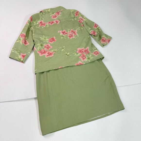 Vintage Tommy Bahama Dress Suit Set Womens 10 Tropical 100% Silk Hawaiian Floral - Picture 11 of 12